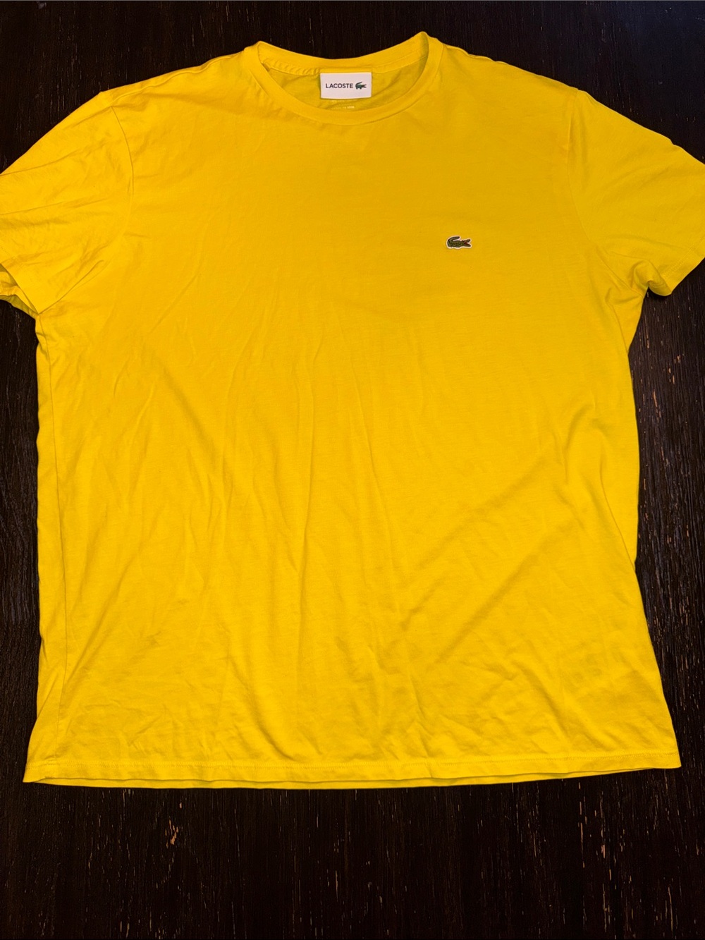 Lacoste Men’s Bright Yellow Short Sleeve Crew Tee 100% Pima Cotton